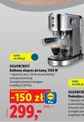 Kolbowy ekspres do kawy Silvercrest promocja w Lidl