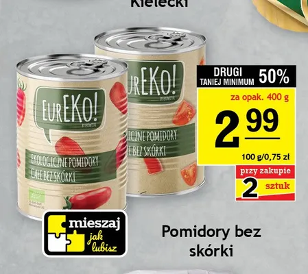 Pomidory krojone bez skórki ekologiczne Eureko! promocja w Gram Market