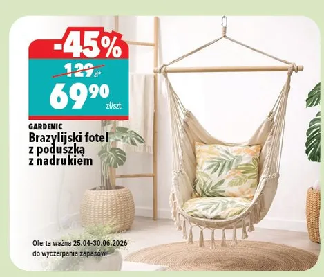 Fotel brazylijskie z poduszką z nadrukiem Gardenic promocja w Biedronka Home