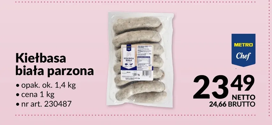 Kiełbasa biała parzona Metro Chef promocja w Makro
