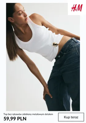 Top bez rękawów zdobiony metalowym detalem H&M promocja w H&M