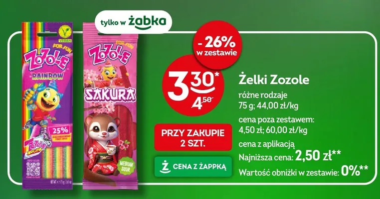 Żelki różne rodzaje promocja w Żabka