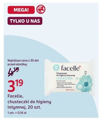 Chusteczki do higieny intymnej Facelle promocja w Rossmann