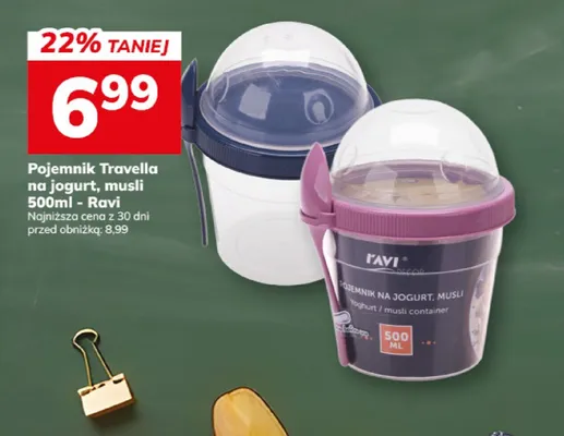 Pojemnik na jogurt i musli Ravi Travella 500 ml promocja w Hitpol