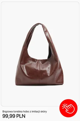 Torebka hobo Cropp brązowa z imitacji skóry promocja w Cropp