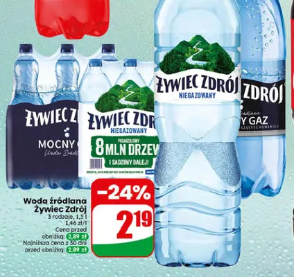Woda źródlana mocny gaz Żywiec Zdrój promocja w Dino