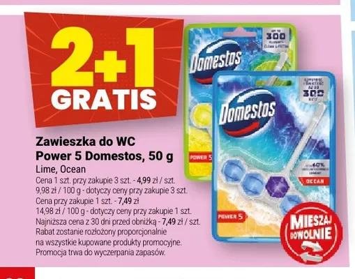 Zawieszka do WC Power 5 Domestos Ocean promocja w Twój Market