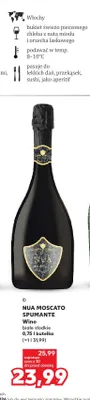 Wino musujące białe słodkie Nua Moscato Spumante promocja w Kaufland