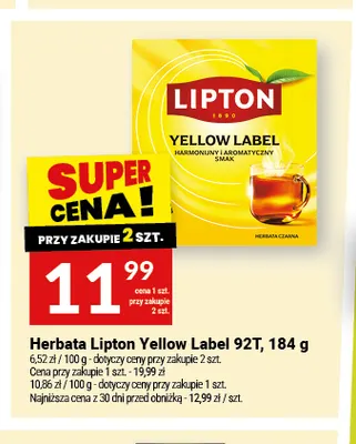 Herbata Lipton Yellow Label 92T promocja w Twój Market