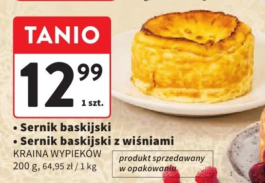 Sernik baskijski z wiśniami Kraina Wypieków promocja w Intermarche