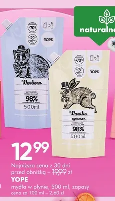 Mydło w płynie Yope Wanilia i cynamon zapas promocja w Super-Pharm