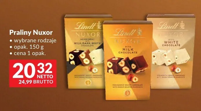 Praliny Lindt Nuxor Milk Chocolate promocja w Makro