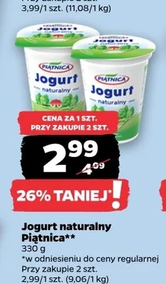 Jogurt naturalny Piątnica promocja w Netto
