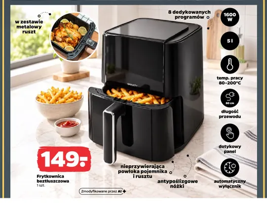 Frytkownica beztłuszczowa Smarty 1600W 5 l promocja w Netto