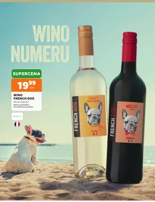 Wino czerwone French Dog Merlot półsłodkie promocja w Stokrotka