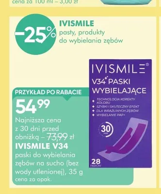 Paski do wybielania zębów na sucho Ivismile V34 promocja w Super-Pharm