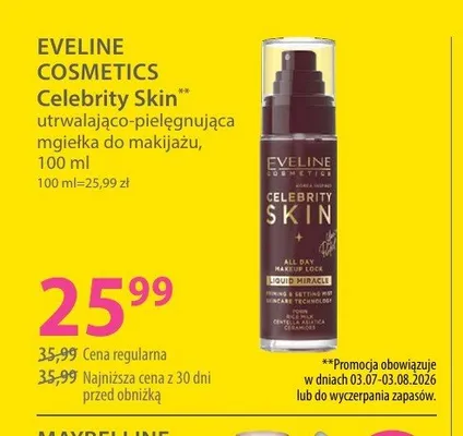 Mgiełka do makijażu utrwalająco-pielęgnująca Eveline Cosmetics Celebrity Skin promocja w Hebe