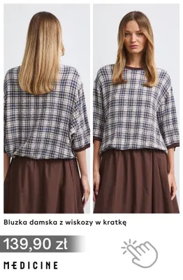 Bluzka damska z wiskozy w kratkę Medicine promocja w Medicine