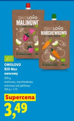 Mus owocowy Owolovo BIO malinowy promocja w Lidl