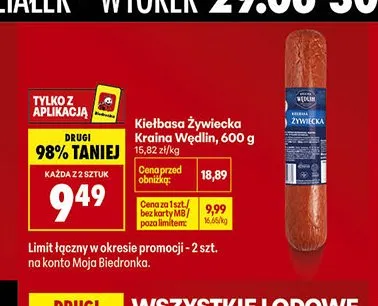 Kiełbasa Żywiecka Kraina Wędlin promocja w Biedronka