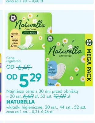 Wkładki higieniczne Naturella Camomile Light promocja w Super-Pharm