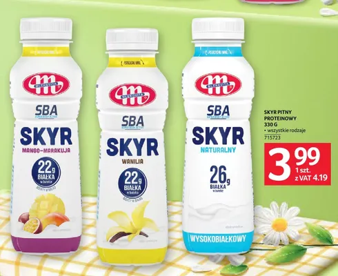 Skyr pitny proteinowy SBA wanilia Mlekovita promocja w Selgros