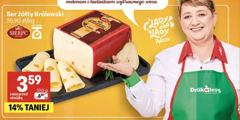 Ser żółty Królewski promocja w Delikatesy Centrum