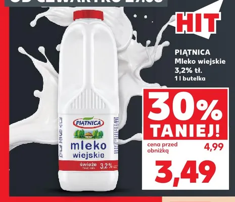 Mleko wiejskie Piątnica 3,2% promocja w Kaufland
