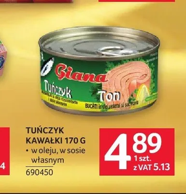 Tuńczyk kawałki w sosie własnym Giana promocja w Selgros