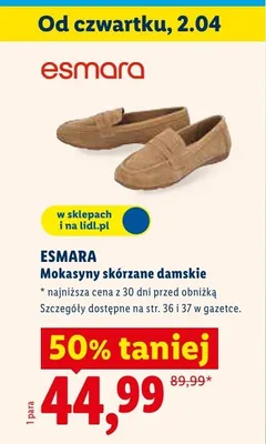 Mokasyny skórzane damskie promocja w Lidl