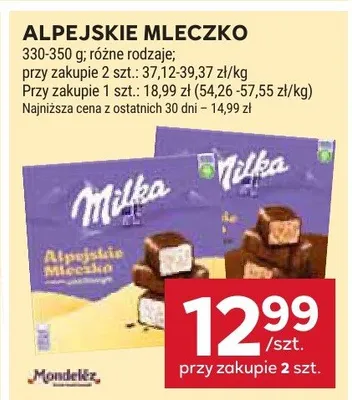 Alpejskie mleczko różne rodzaje promocja w Stokrotka