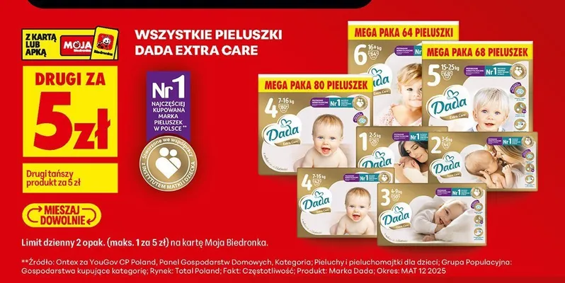 Pieluszki Dada Extra Care promocja w Biedronka