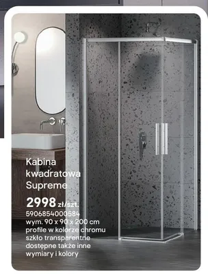 Kabina prysznicowa kwadratowa Supreme profile chrom promocja w Castorama