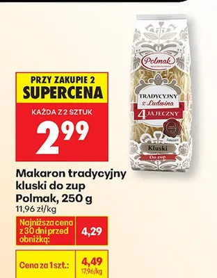 Makaron kluski do zup tradycyjny  promocja w Biedronka