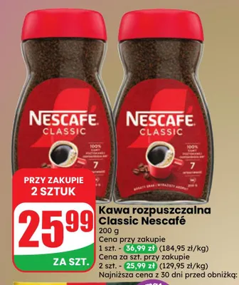 Kawa rozpuszczalna Classic Nescafé promocja w Dino
