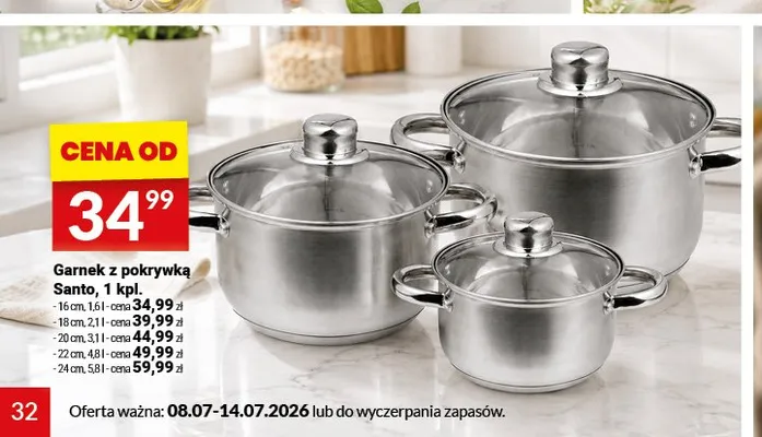 Garnek z pokrywką Santo MPM 24 cm 5,8 l promocja w Twój Market