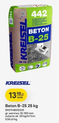 Beton B-25 KREISEL gr. warstwy 10-100mm zużycie ok. 20kg/m²/cm promocja w Castorama