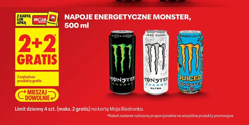 Napoje energetyczne Monster promocja w Biedronka