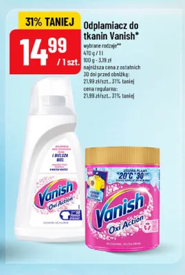 Odplamiacz do tkanin Vanish Oxi Action Bielsza Biel promocja w POLOmarket