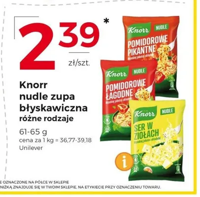 Zupa błyskawiczna nudle pomidorowe łagodne Knorr promocja w Frac