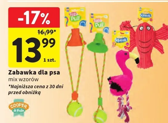 Zabawka dla psa Cooper & Pals mix wzorów promocja w Intermarche