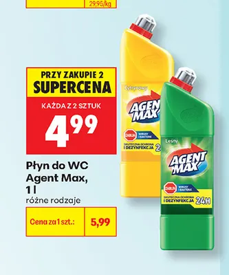 Płyn do WC Agent Max leśny promocja w Biedronka