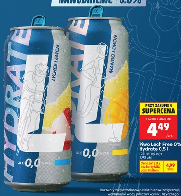 Piwo bezalkoholowe Lech Free Hydrate Mango Lemon promocja w Biedronka