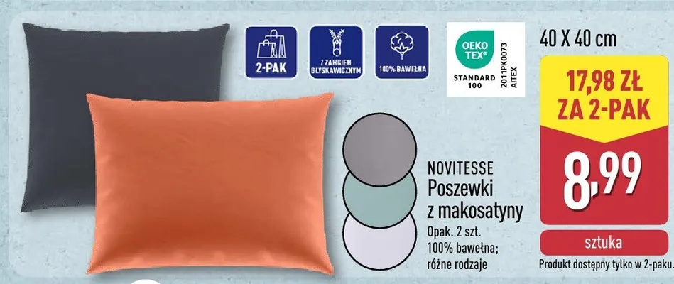 Poszewki z makosatyny 40x40 cm promocja w Aldi