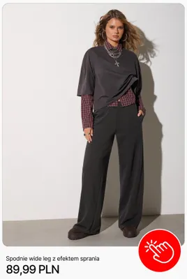 Spodnie wide leg z efektem sprania Cropp promocja w Cropp