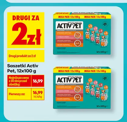 Saszetki dla psa Activ Pet 12-pak 100 g promocja w Biedronka