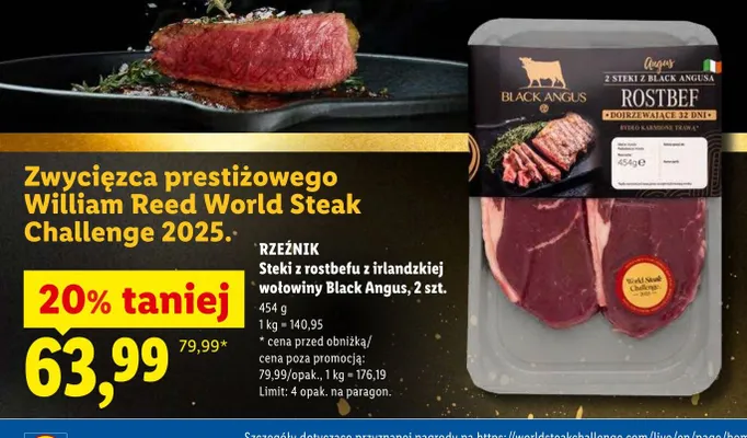 Steki z rostbefu z irlandzkiej wołowiny Black Angus Rzeźnik promocja w Lidl