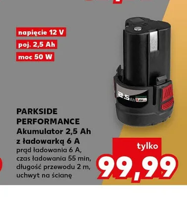 Akumulator Parkside Performance 2,5Ah z ładowarką 6A promocja w Kaufland
