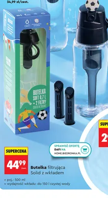 Butelka filtrująca Solid z wkładem, 500ml promocja w Biedronka