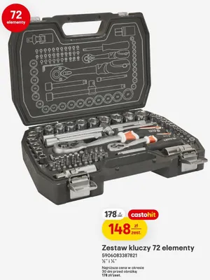 Zestaw kluczy YATO 72 elementy 1/2" i 1/4" promocja w Castorama